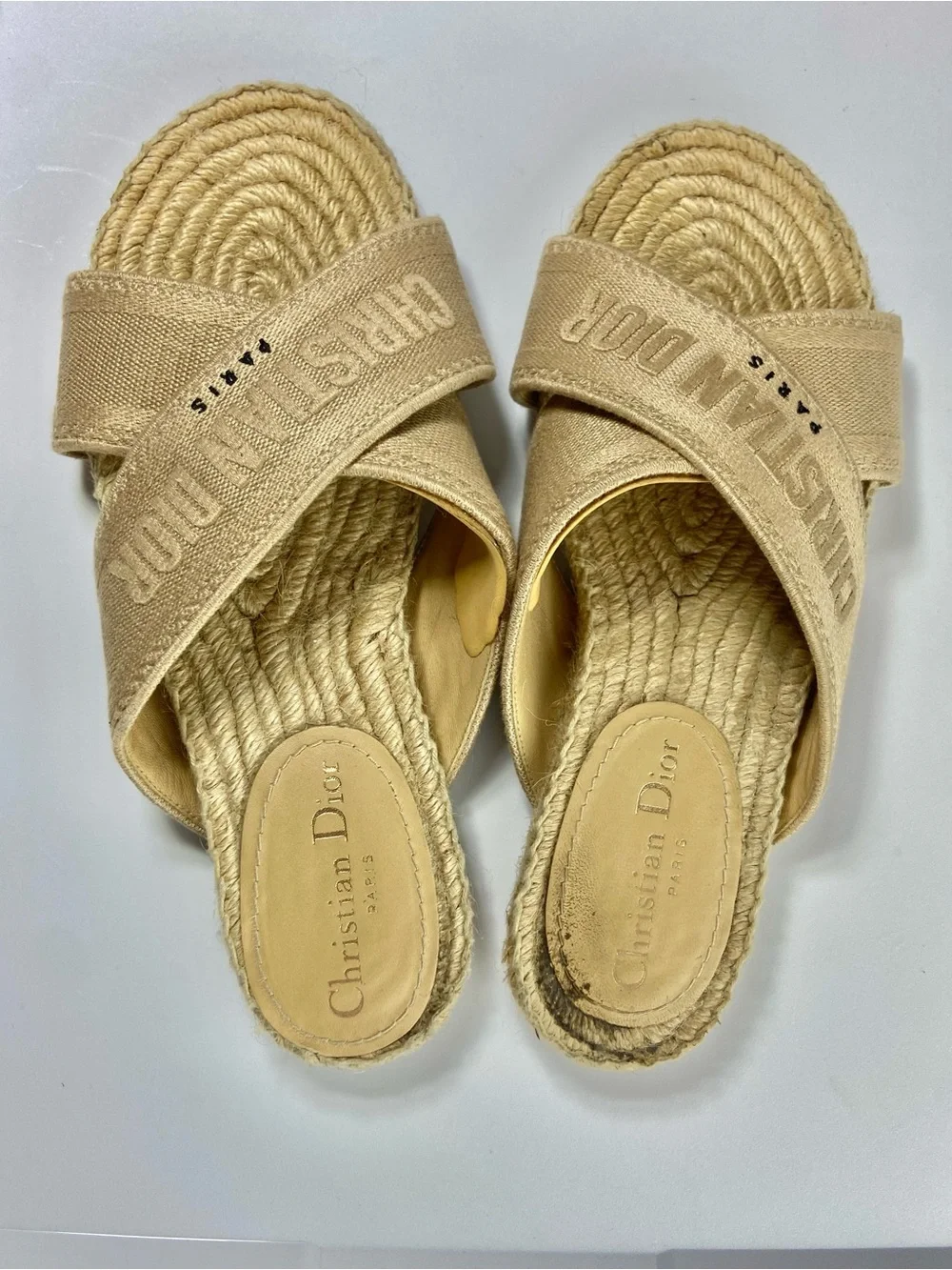 Christian Dior Granville Espadrille Slides Sandals Slides Natural 37.5/7.5 [CH]